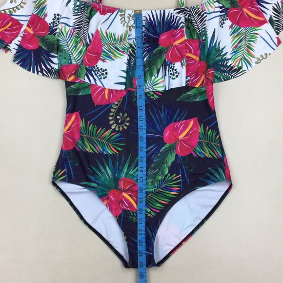 Tempt Me Off Shoulder Tropical Swimsuit NWT - Picture 8 of 9